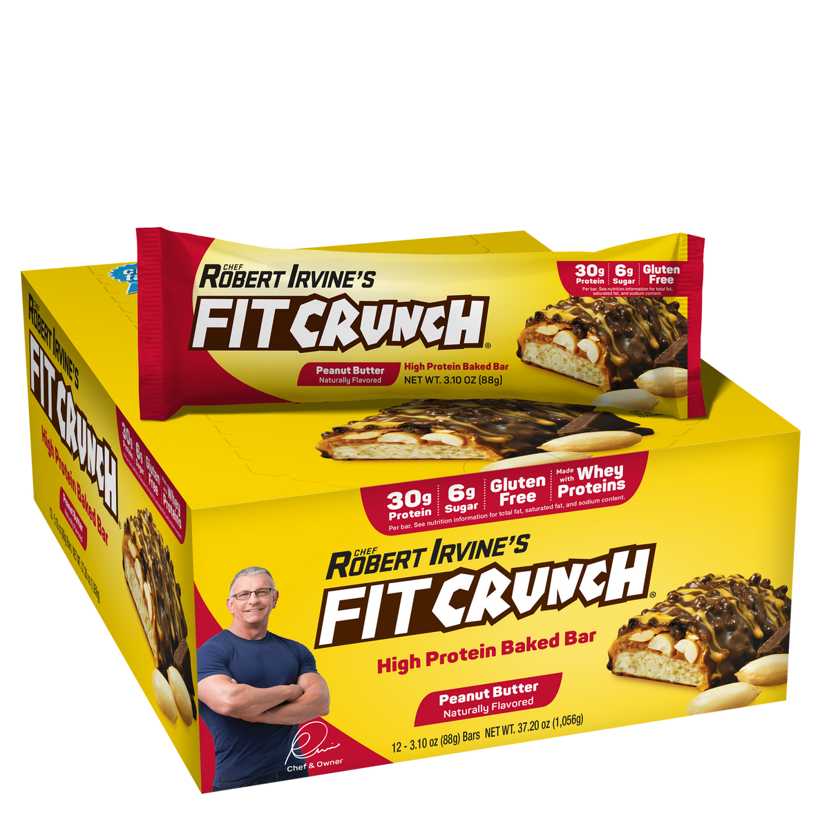 Robert Irvine's Fit Crunch Whey Protein Baked Bar - Peanut Butter