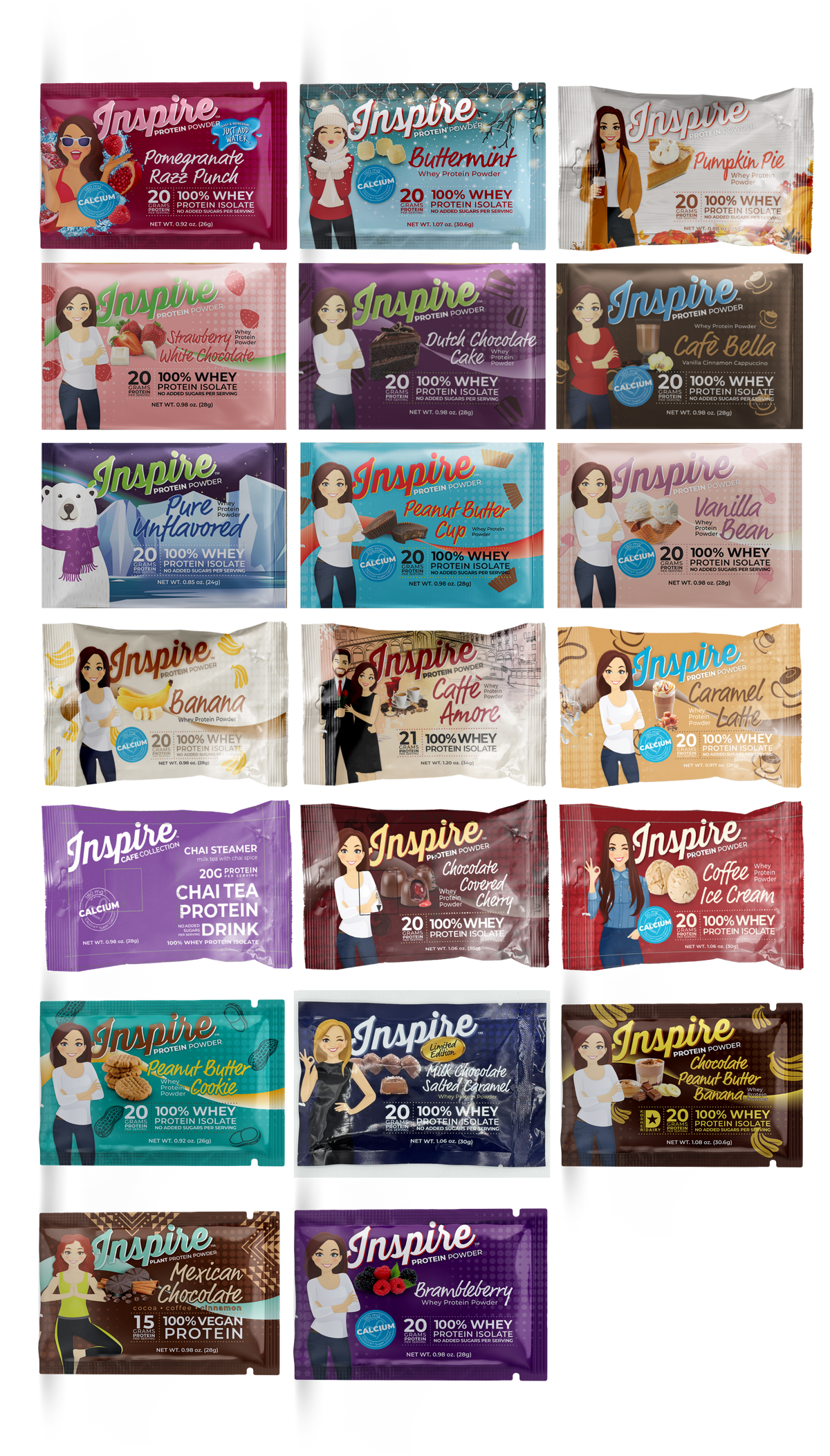 Inspire Single Serve Protein Powder 20 Flavor Variety Pack, image 1