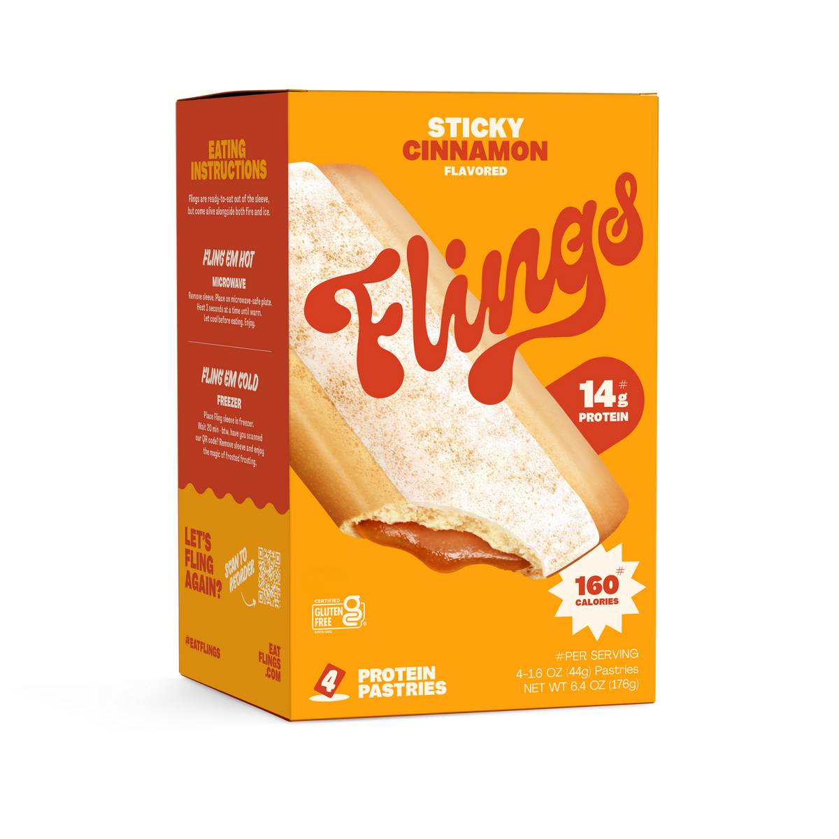 Flings Toaster Pastries - Sticky Cinnamon, One Box (4 Pastries)