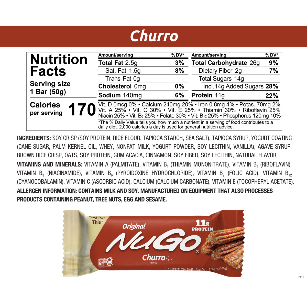 NuGo Original Bars, Churro.