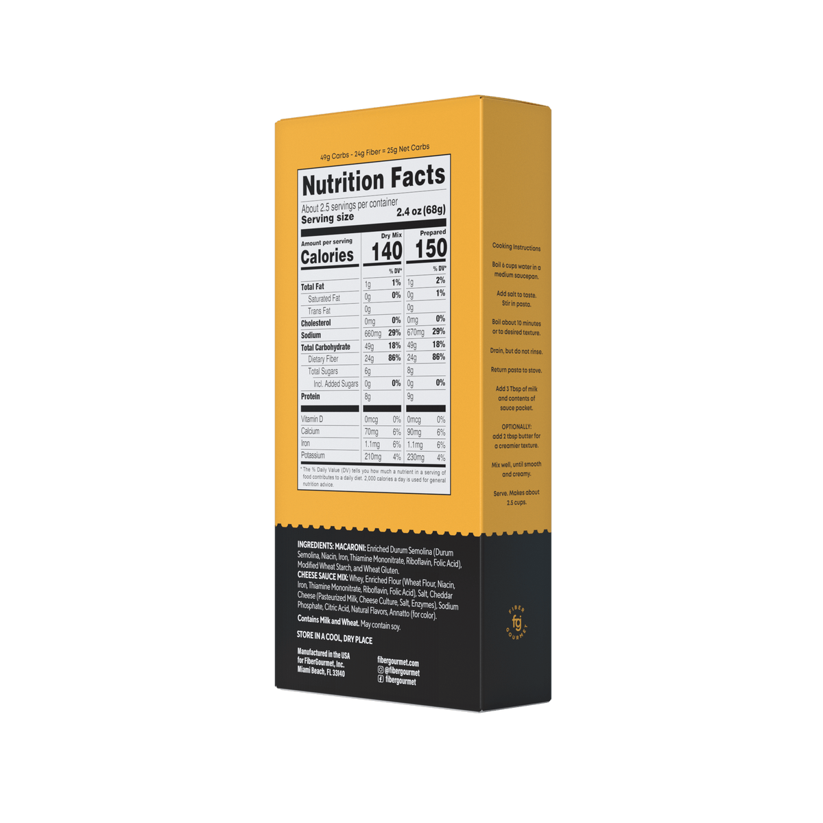 Fiber Gourmet Light Macaroni and Cheese 6 oz