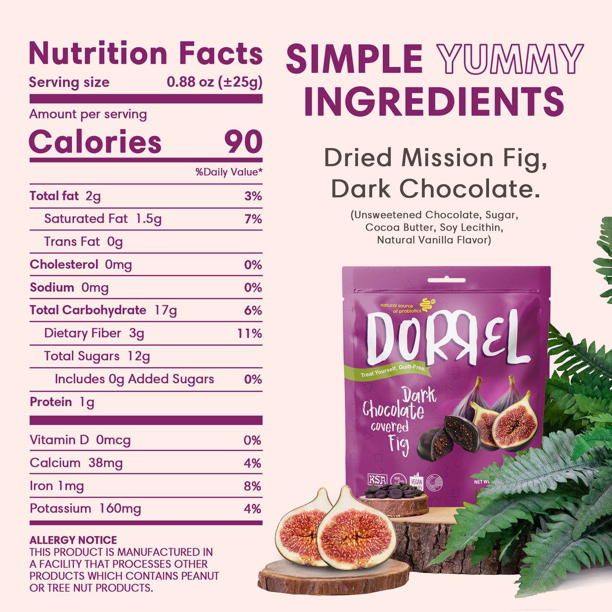 Dorrel Sweets Chocolate Covered Snacks - Chocolate Fig, 7.05 oz
