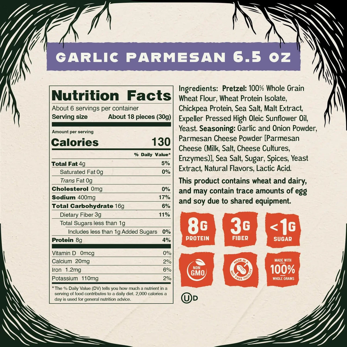 Kindling Protein Pretzels, 6.5oz - Garlic Parmesan