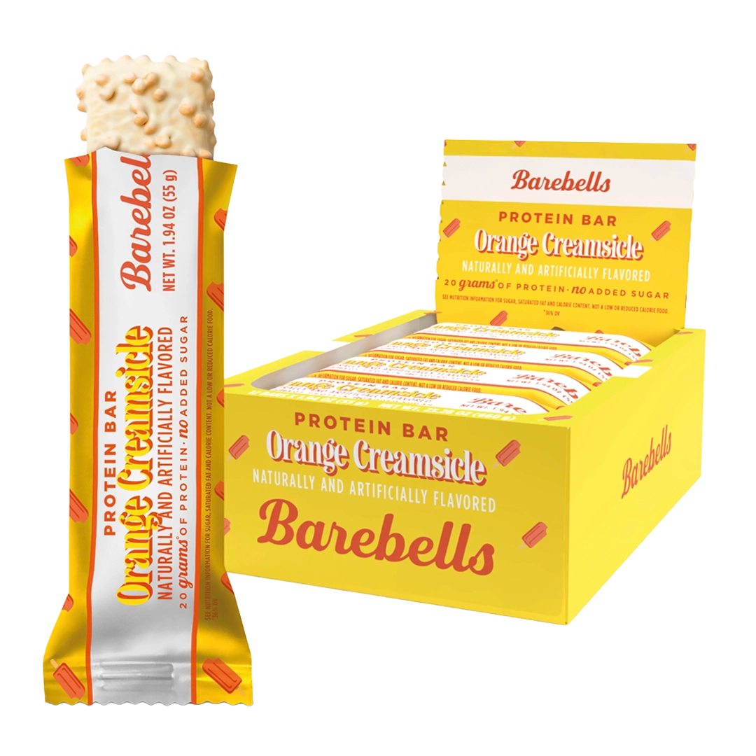 Front package of Barebells Protein Bars, Orange Creamsicle / 12-Pack