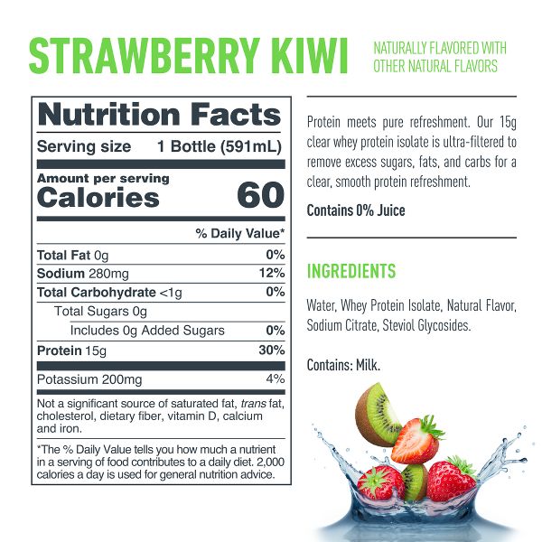 Isopure Protein Water, 20 fl oz - Strawberry Kiwi