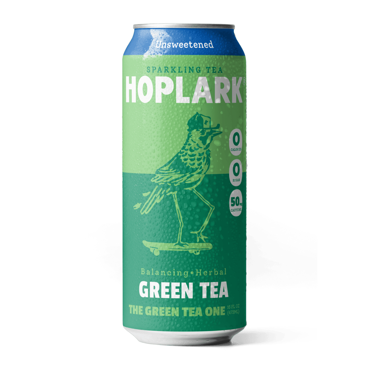 Hoplark Sparkling HopTea, 16 fl oz - The Green Tea One, with 50mg Caffeine One Can