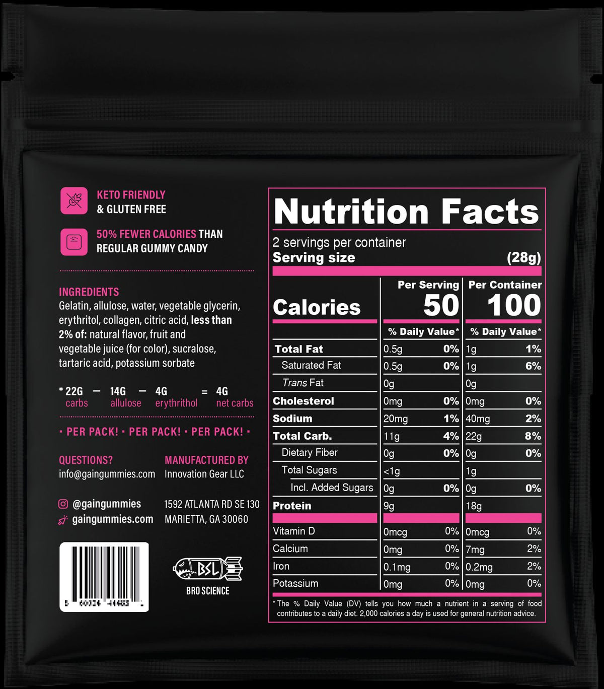Gain Gummies Gym Candy - Protein Gummy Bears, 2oz - Gym Crush
