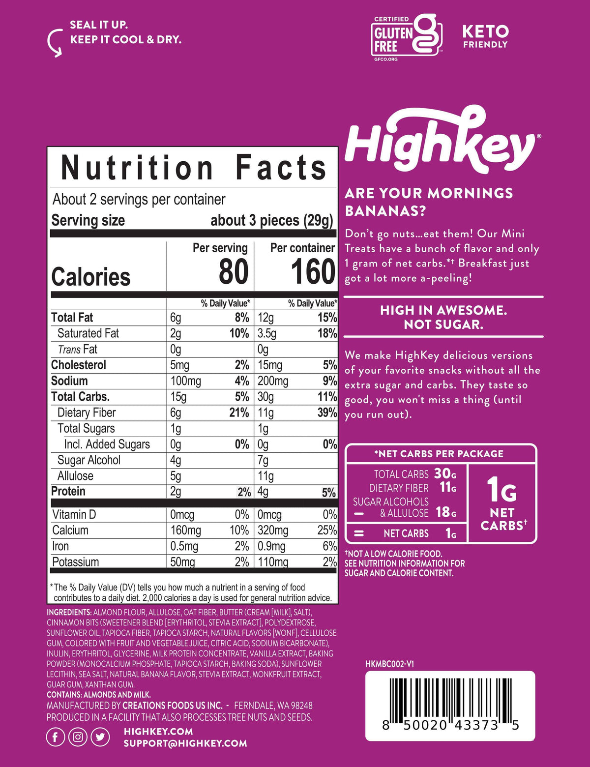 HighKey Snacks Keto Soft Baked Mini Treats - Banana Muffin