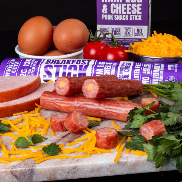 Wicked Cutz High Protein Breakfast Pork Snack Stick - Ham Egg & Cheese