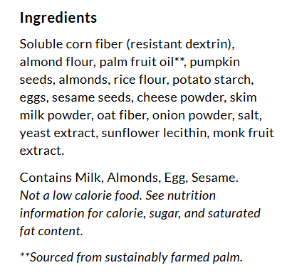Ingredients for ChocZero Harvest Crisp Cookies, 8 oz