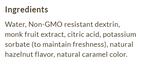 Ingredients for ChocZero Sugar Free Coffee Syrup, Hazelnut