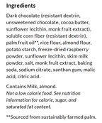 Package information for ChocZero Hi-Jinx Candy Bar, 8.15 oz, Dark Chocolate Wafers & Raspberry Creme