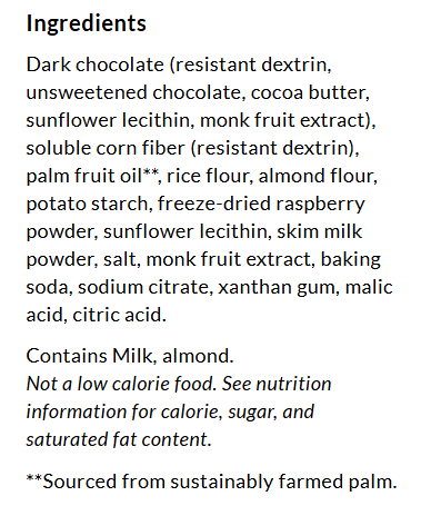 Package information for ChocZero Hi-Jinx Candy Bar, 8.15 oz, Dark Chocolate Wafers & Raspberry Creme