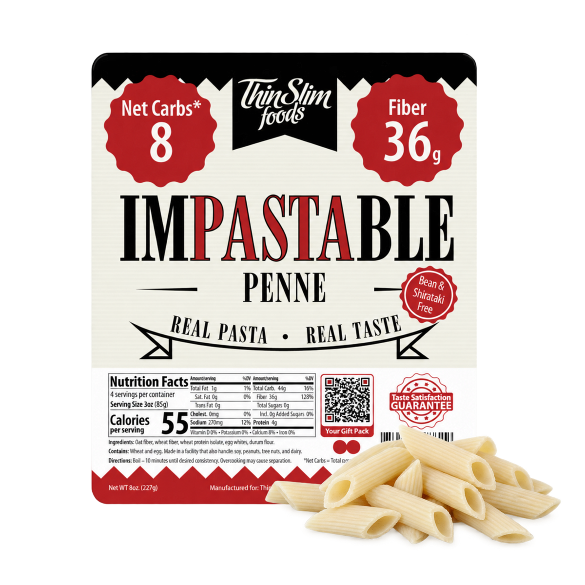 Impastable Penne Pasta, real pasta with 4 grams of protein.