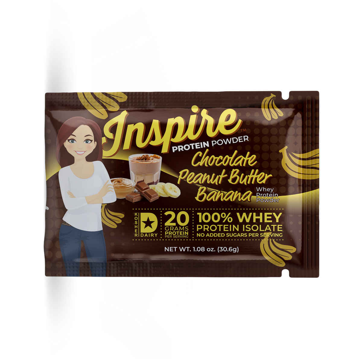 Inspire Chocolate Peanut Butter Banana Protein Powder - One Serving, One Pack