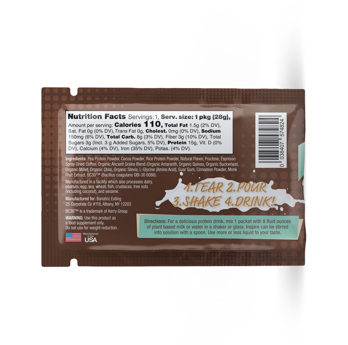 Inspire Plant Based Protein Powder, Mexican Chocolate - One Serving, One Pack