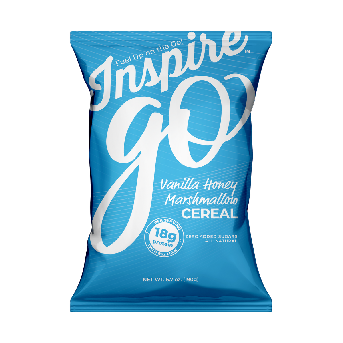 Inspire Protein Cereal Vanilla with 18 grams of protein per serving and zero added sugar.