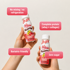 Inspire Strawberry Lemonade Power Shot with 30 grams of protein plus collagen in a 3-fluid-ounce serving.