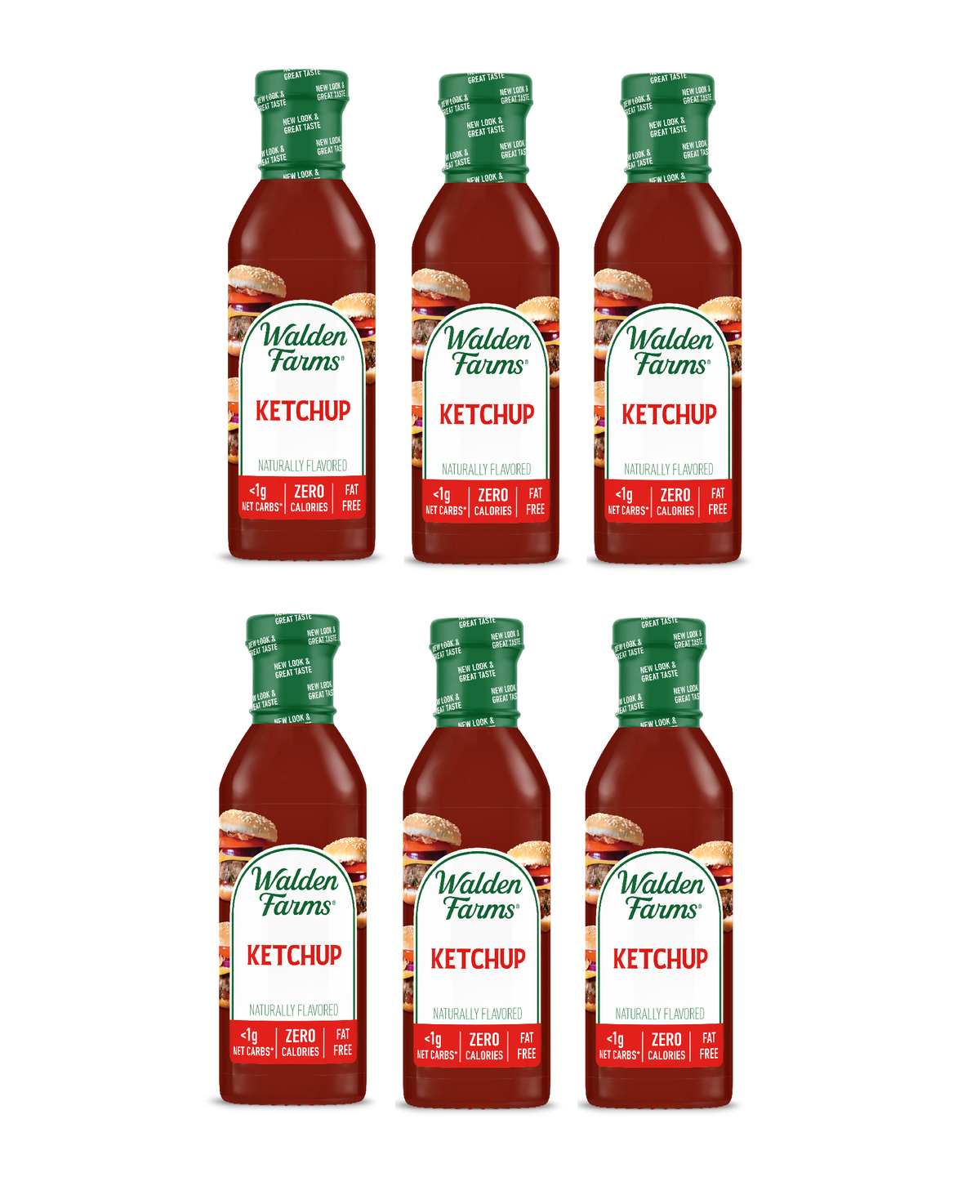 Case of six Walden Farms Ketchup bottles