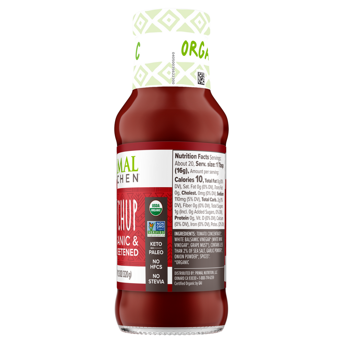 Primal Kitchen Unsweetened Ketchup, Organic 11.3 oz - Original