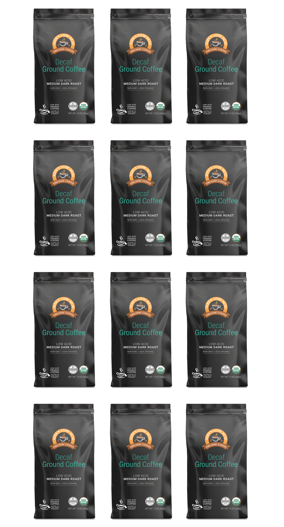 Alex's Low Acid Organic Coffee™ - Decaf Fresh Ground (12oz)