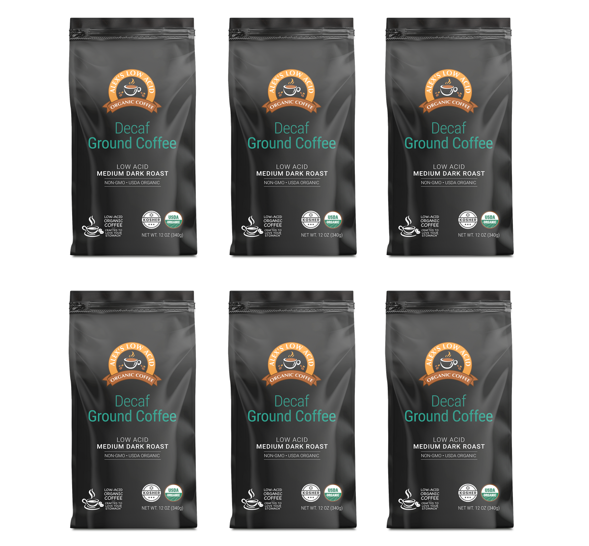 Alex's Low Acid Organic Coffee™ - Decaf Fresh Ground (12oz)