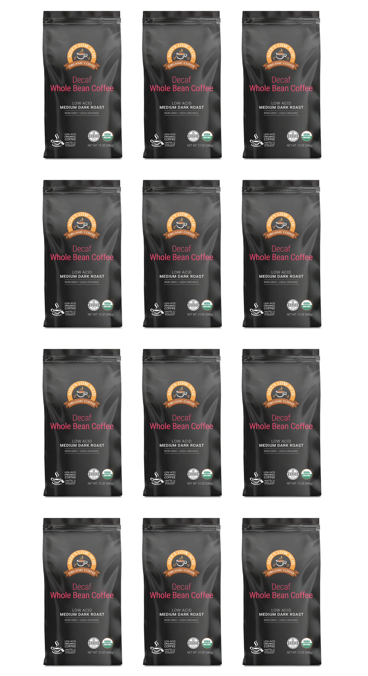 Alex's Low Acid Organic Coffee™ - Decaf Whole Bean (12oz)