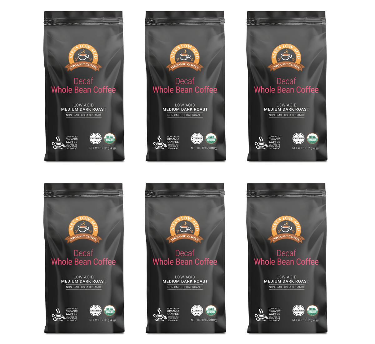 Alex's Low Acid Organic Coffee™ - Decaf Whole Bean (12oz)