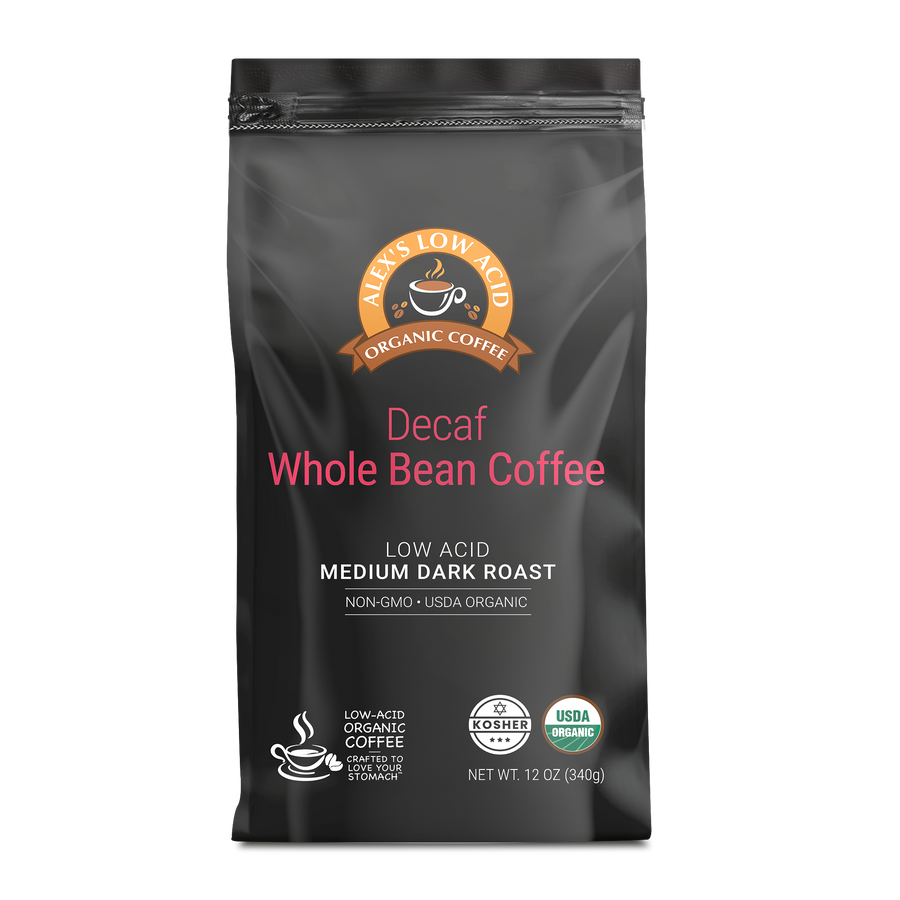 Alex's Low Acid Organic Coffee™ - Decaf Whole Bean (12oz)