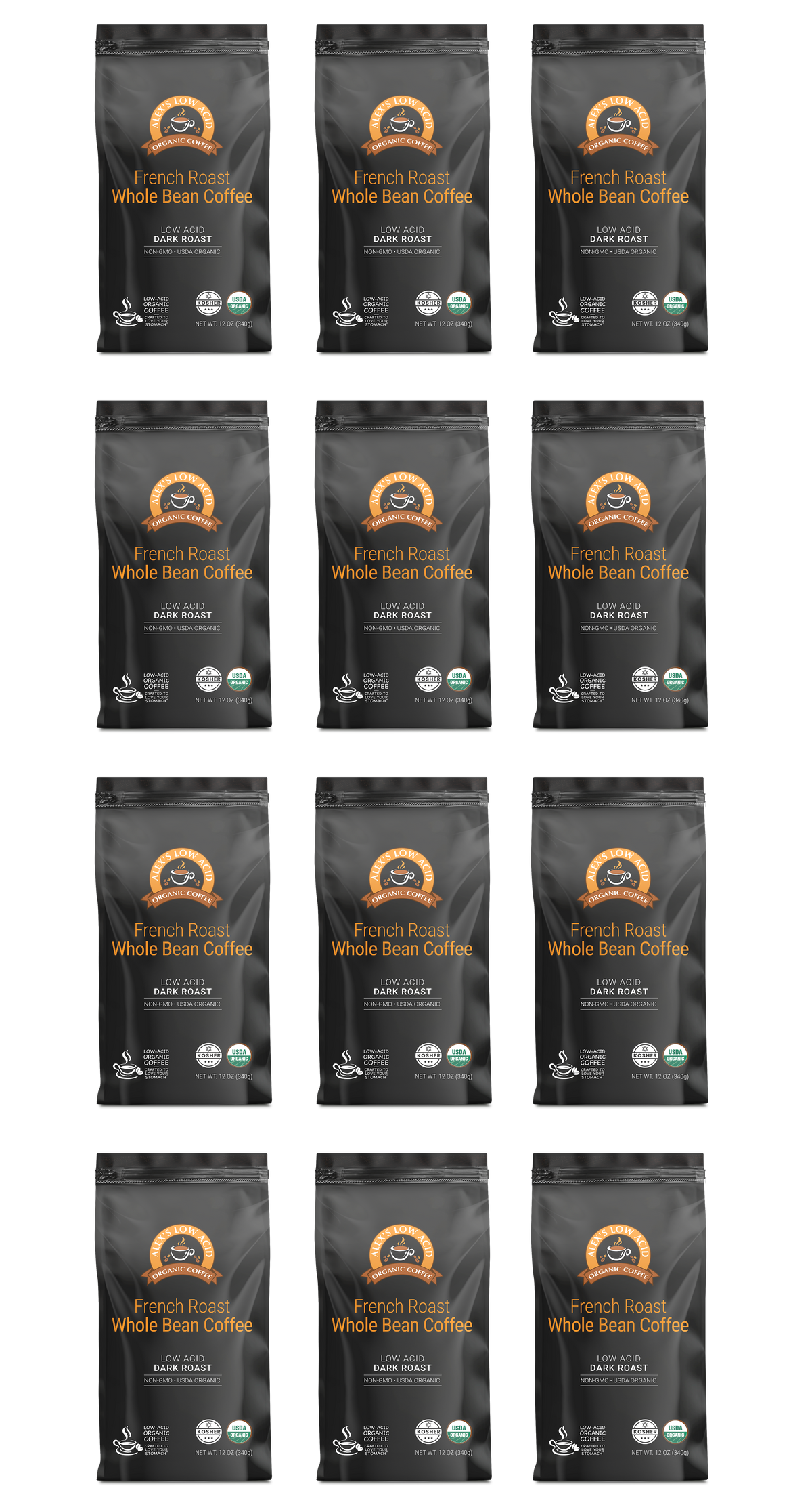 Alex's Low Acid Organic Coffee™ - French Roast Whole Bean (12oz)