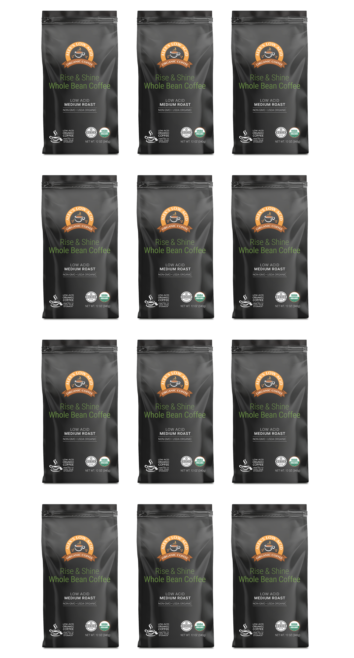 Alex's Low Acid Organic Coffee™ - Rise & Shine Whole Bean (12oz)