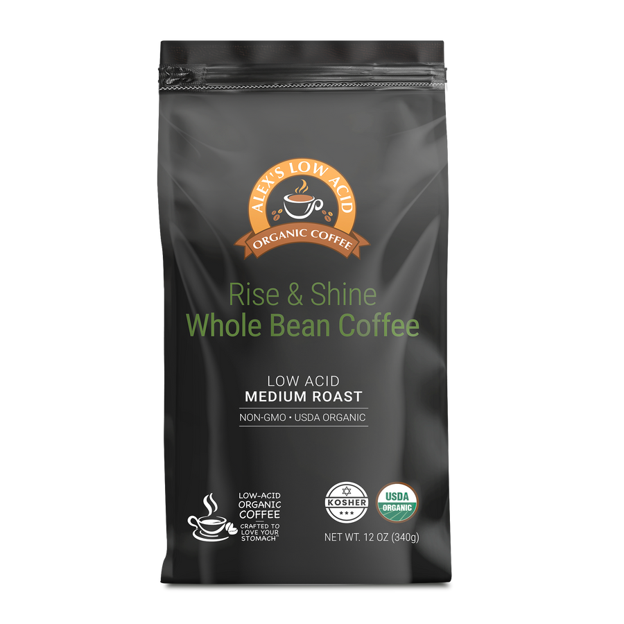 Alex's Low Acid Organic Coffee™ - Rise & Shine Whole Bean (12oz)