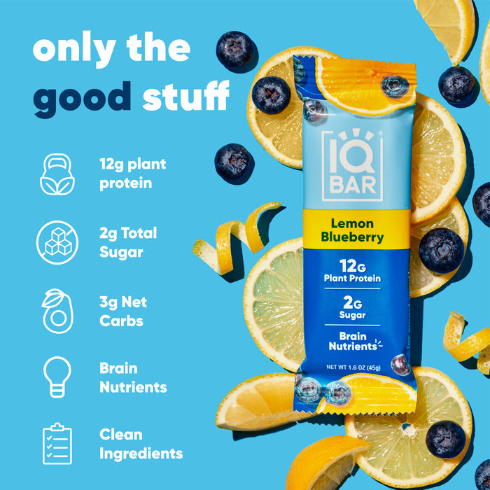 IQBar Vegan and Keto Protein Bars - Lemon Blueberry