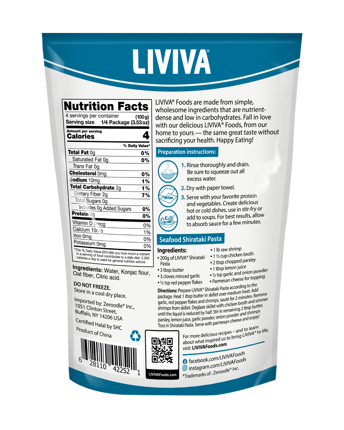 Liviva Organic Shirataki Pasta with Oat Fiber, 18.34 oz - Spaghetti