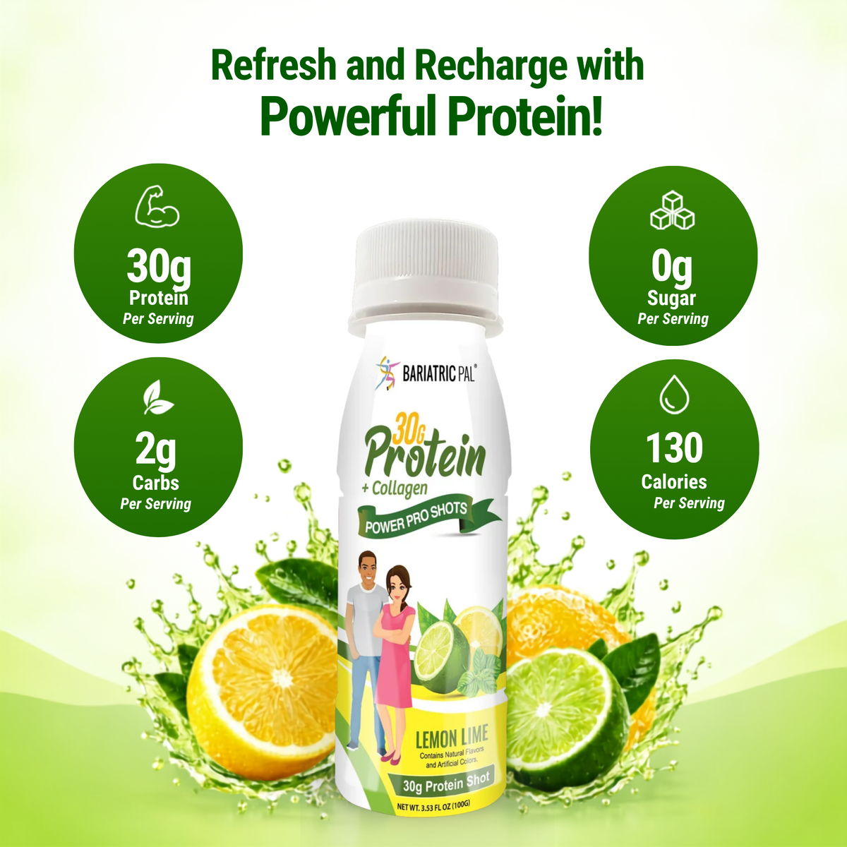 Whey & Collagen Protein Power Pro Shots, Lemon Lime, image 8