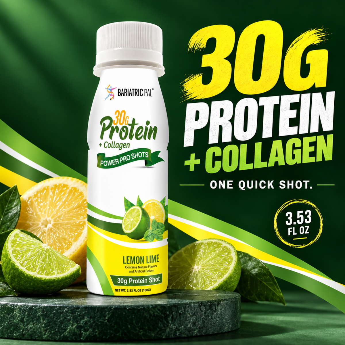 Whey & Collagen Protein Power Pro Shots, Lemon Lime, image 5