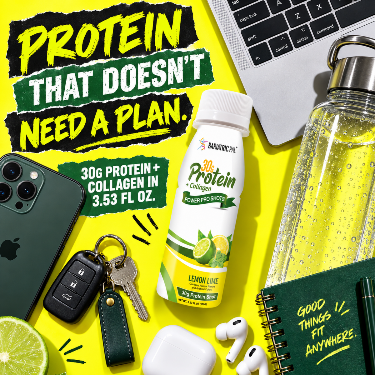 Whey & Collagen Protein Power Pro Shots, Lemon Lime, image 4