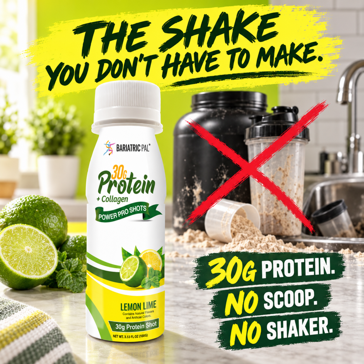 Whey & Collagen Protein Power Pro Shots, Lemon Lime, image 6