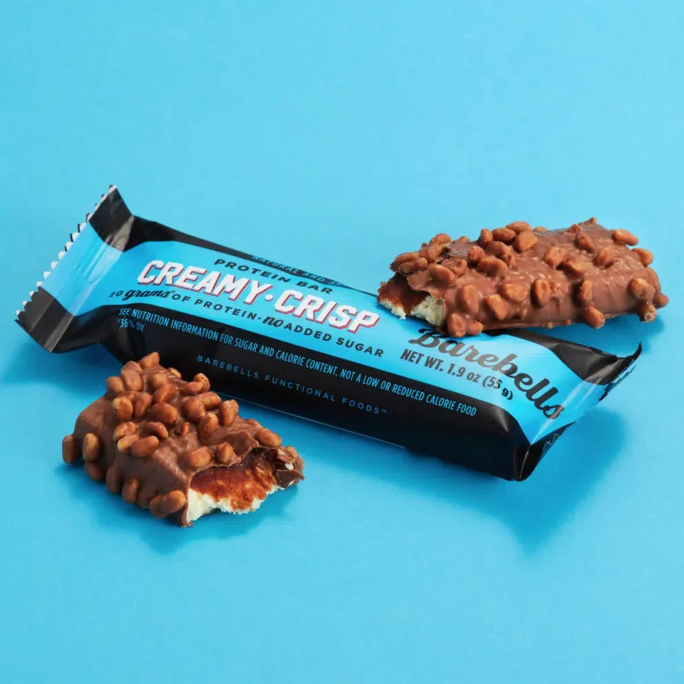 Front package of Barebells Protein Bars, Creamy Crisp / One Bar