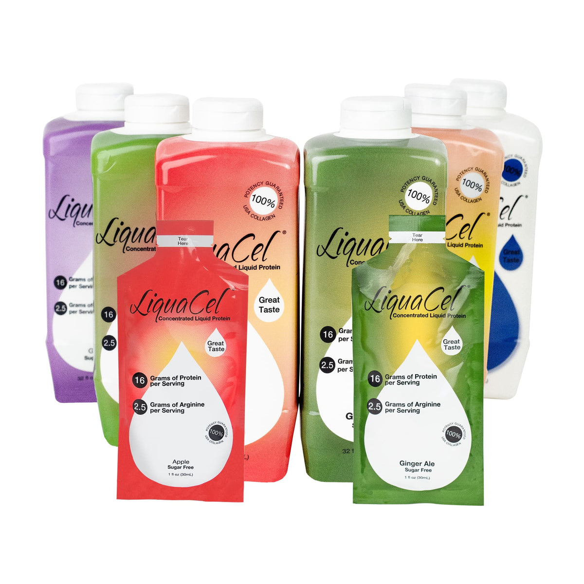 LiquaCel Liquid Protein 6-Flavor Variety Pack, 32 oz bottles