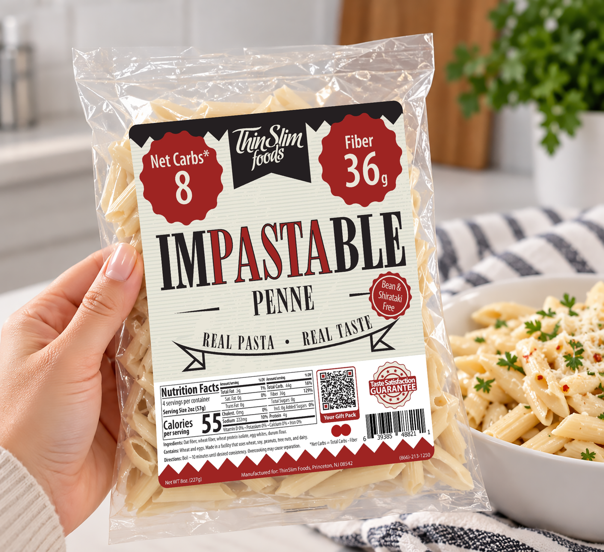 Impastable Penne Pasta, real pasta with 4 grams of protein.