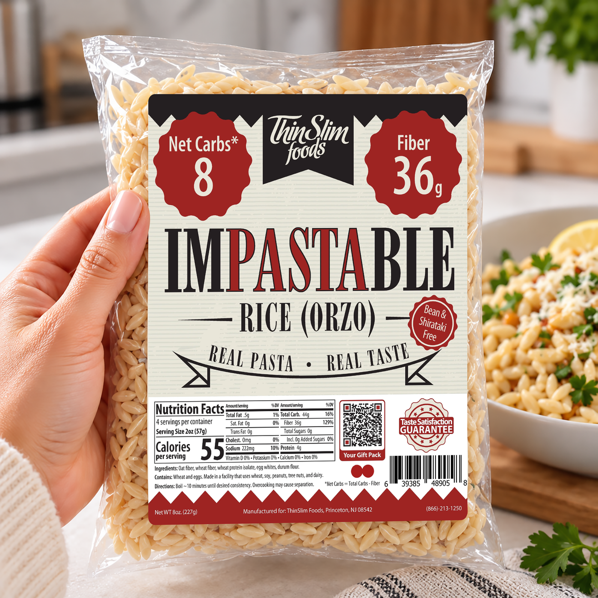 Impastable Rice (orzo), 4 grams of protein.