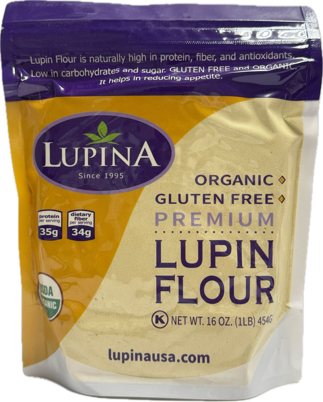 Lupina Organic Lupin Flour 1 lb, front of bag