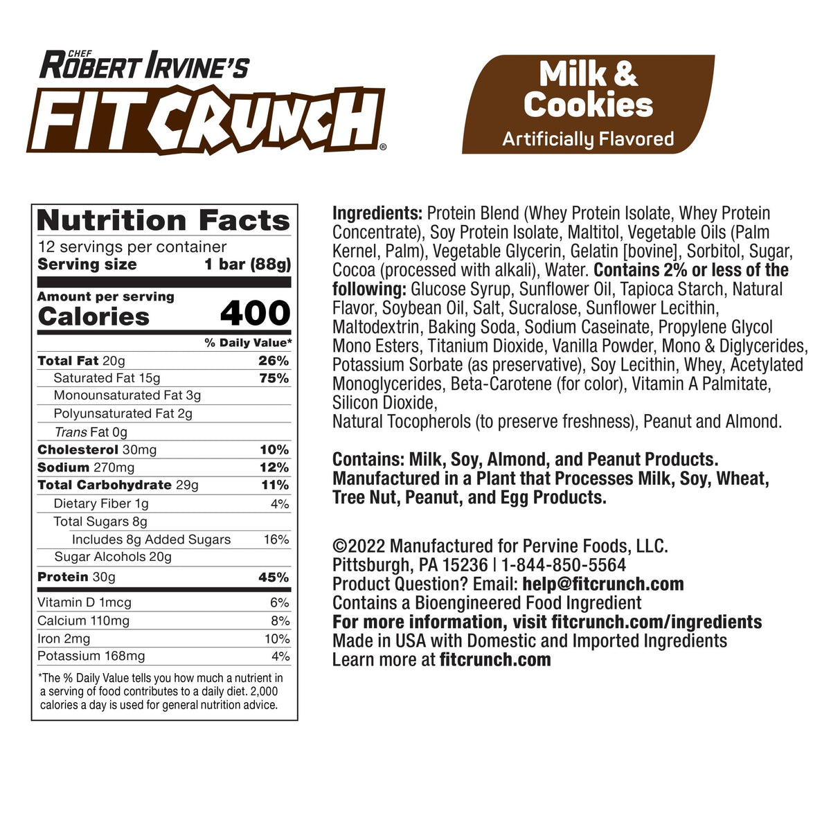 Robert Irvine's Fit Crunch Whey Protein Baked Bar - Milk & Cookies