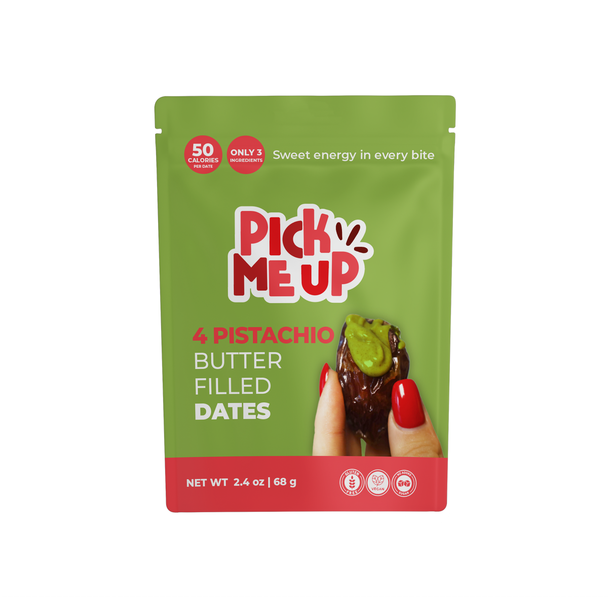 Pick Me Up Snacks Nut Butter Filled Dates, 2.8 oz - Pistachio Butter Filled Dates