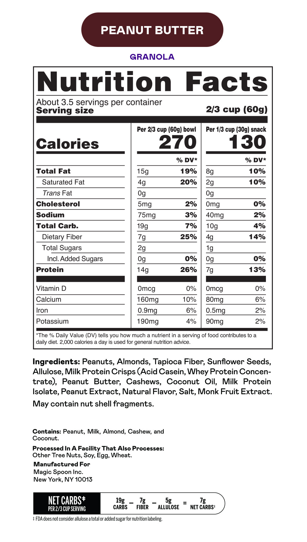 Magic Spoon Grain Free Protein Granola, 8 oz - Peanut Butter