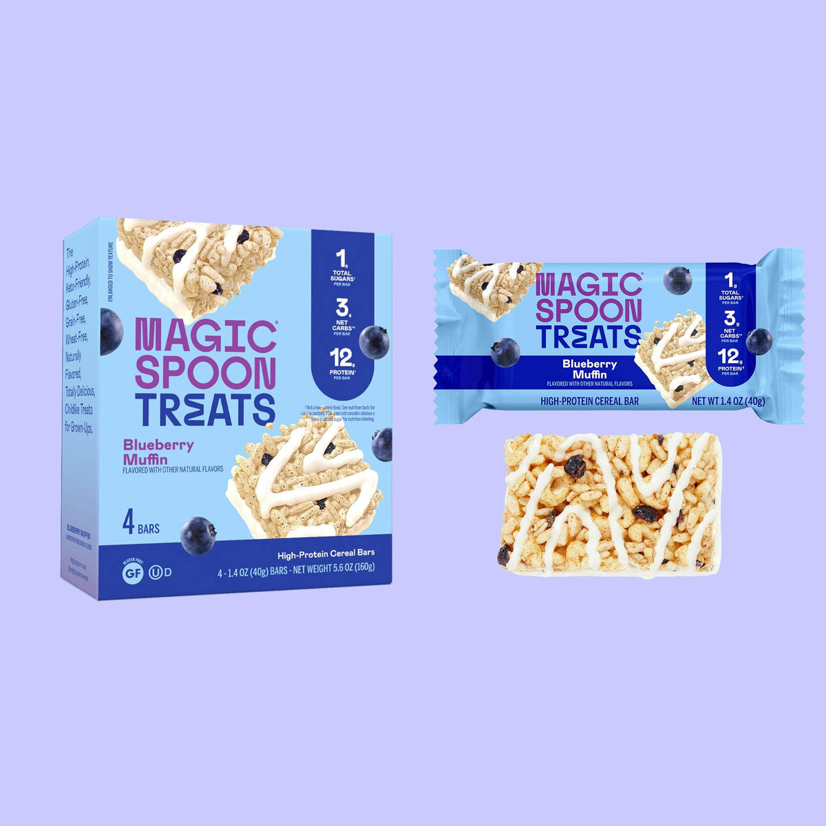Magic Spoon Protein Treats, 4 Bars - Blueberry Muffin