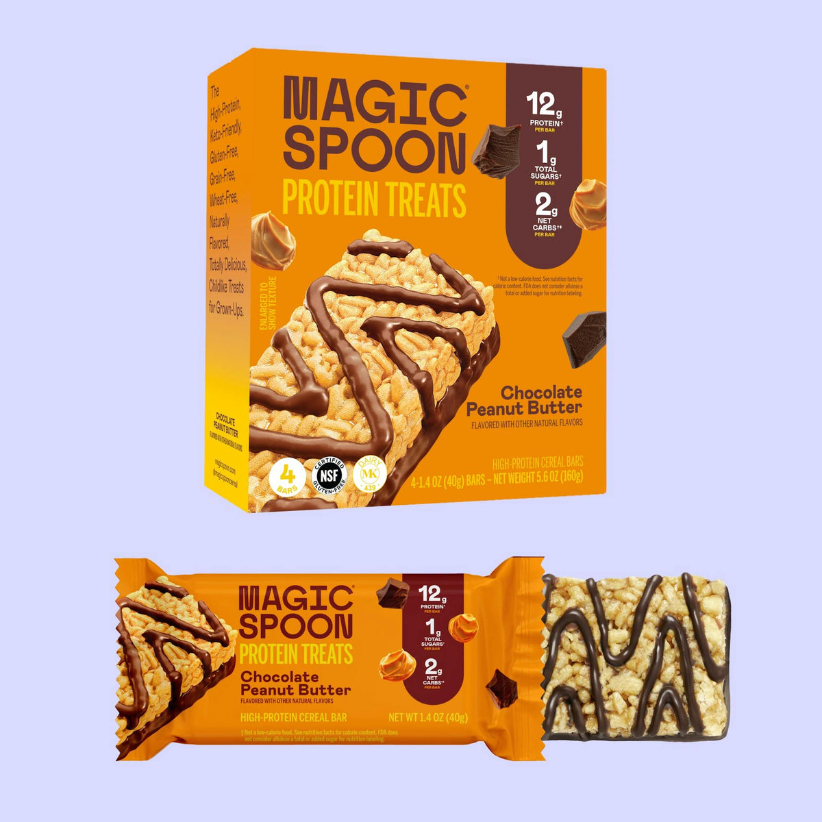 Magic Spoon Protein Treats, 4 Bars - Chocolate Peanut Butter