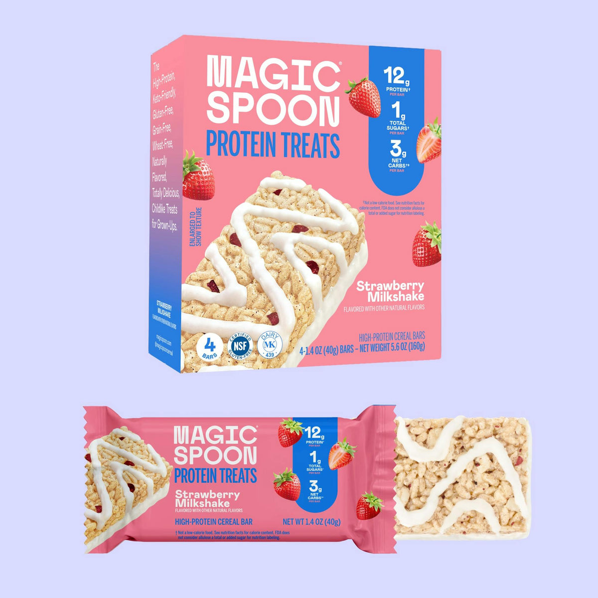 Magic Spoon Protein Treats, 4 Bars - Strawberry Milkshake
