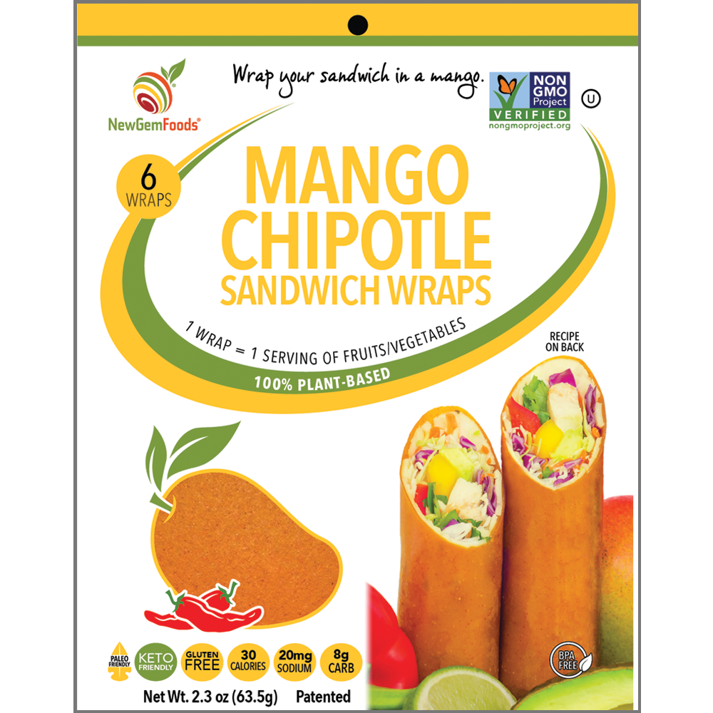 NewGem Foods GemWraps - Mango Chipotle, One Pack (6 Wraps)